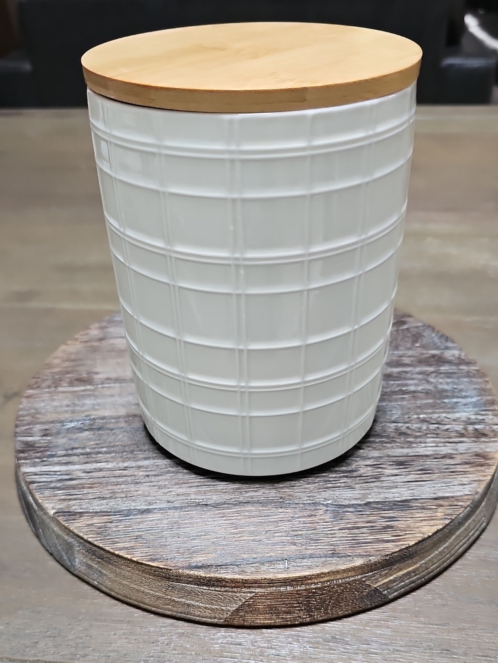 Ceramic Canister with Natural Wood Lid
